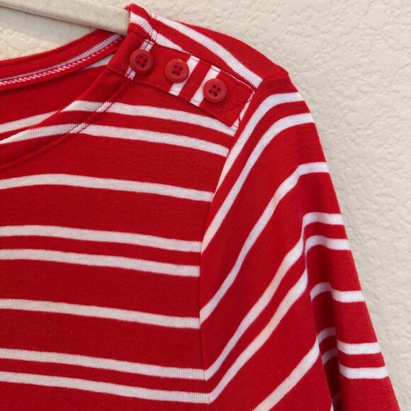 Charter Club Red and White Stripe Short Sleeve Top - Picture 2 of 4